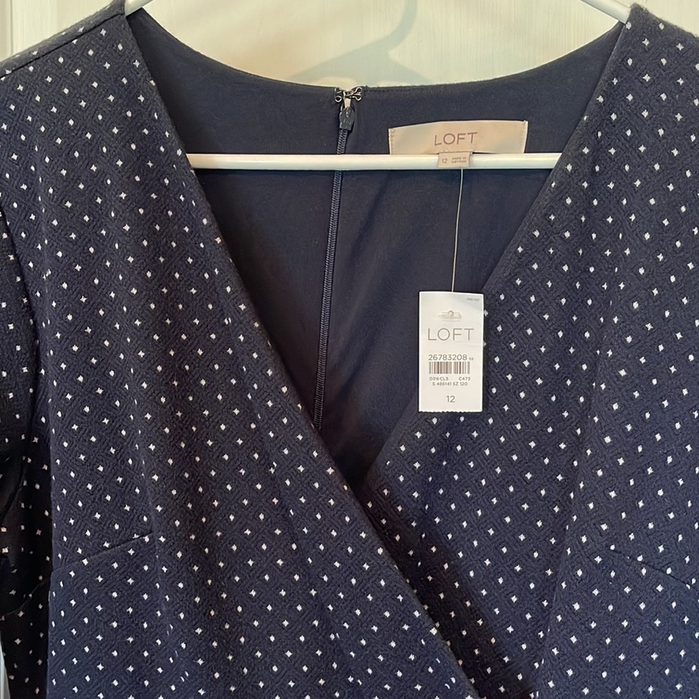 Loft navy & polka dot dress size 12